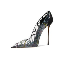 Crystal Embellished Mesh Stiletto Heels
