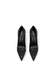 Crystal Embellished Pointed-Toe Stiletto Pumps with Bow Accent