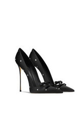 Crystal Embellished Pointed-Toe Stiletto Pumps with Bow Accent