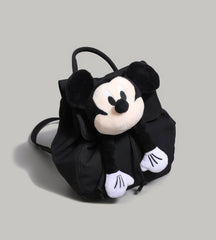 Cute Black and White Plush Face Pocket Schoolbag