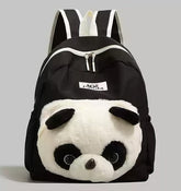 Cute Black and White Panda Backpack with Soft Plush Pocket