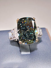 Dark Cushion Cut Stone Ring