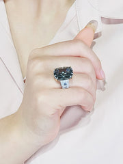 Dark Cushion Cut Stone Ring
