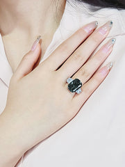 Dark Cushion Cut Stone Ring