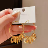 Delicate Hoop Earrings with Dangling Letter Charms