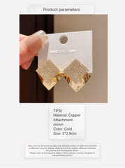 Elegant Gold Tone Square Drop Earrings with Pave Cubic Zirconia