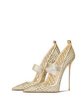 Elegant Metallic Mesh Pointed-Toe Stiletto Heels