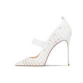 Elegant Metallic Mesh Pointed-Toe Stiletto Heels