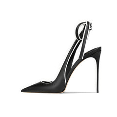 Elegant Pointed-Toe Stiletto Heels with Bow-Tied Ankle Straps