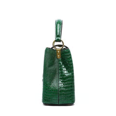 Exquisite Reptile-Inspired Leather Pattern Handbag