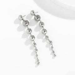 Extra Long Graduated Ball Drop Statement Earrings