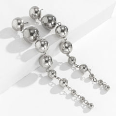 Extra Long Graduated Ball Drop Statement Earrings