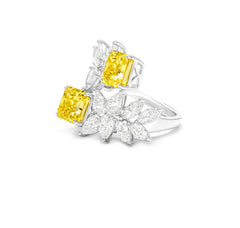 Fancy Yellow Diamond Floral Cluster Lab Cultivated Diamond Ring