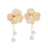 Filigree Flower Pearl Drop Earrings