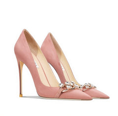 Zapatos de ballet con cristales rosas y adornos de diamantes de imitación