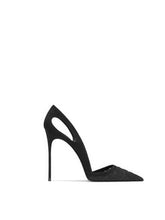 Floral Jacquard Pointed-Toe Black Stiletto Pumps