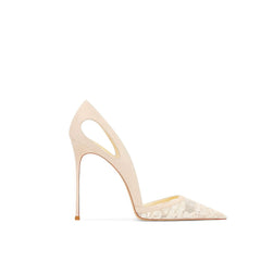 Floral Jacquard Pointed-Toe Black Stiletto Pumps