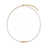 Freshwater Pearl Necklace with Gold Word Accent