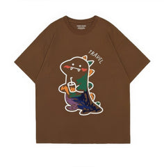 Fun Dinosaur with Drink Design T-Shirt