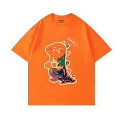 Fun Dinosaur with Drink Design T-Shirt