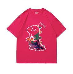 Fun Dinosaur with Drink Design T-Shirt