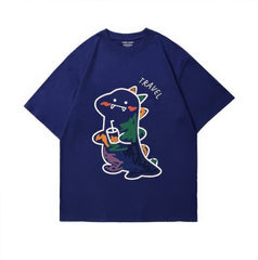Fun Dinosaur with Drink Design T-Shirt