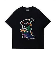 Fun Dinosaur with Drink Design T-Shirt