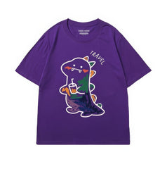 Fun Dinosaur with Drink Design T-Shirt