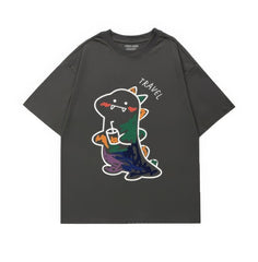 Fun Dinosaur with Drink Design T-Shirt