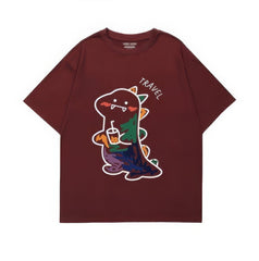 Fun Dinosaur with Drink Design T-Shirt