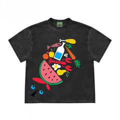 Funky Food and Beverage Graphic Print T-Shirt
