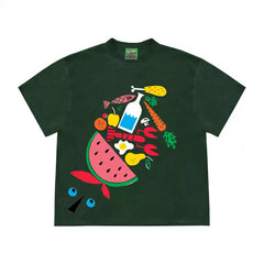 Funky Food and Beverage Graphic Print T-Shirt