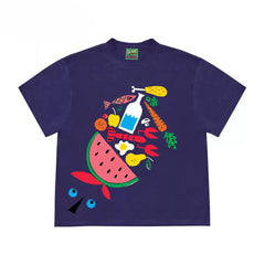 Funky Food and Beverage Graphic Print T-Shirt