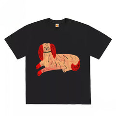 Funky Graphic T-Shirt with Abstract Dog Print