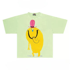 Funny Character Graphic Tee with Top Hat Design