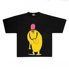 Funny Character Graphic Tee with Top Hat Design