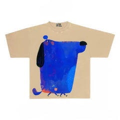 Funny Dog Graphic Tee with Abstract Design Print