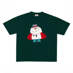 Funny Orange Graphic T-shirt with Night Guard Cartoon Print