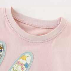 Girls' Rabbit T-Shirt with Floral Leggings Set