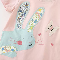 Girls' Rabbit T-Shirt with Floral Leggings Set