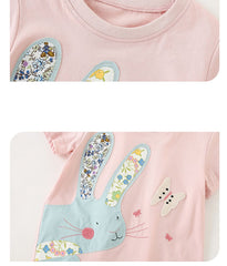 Girls' Rabbit T-Shirt with Floral Leggings Set