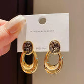 Glitter Resin Stud Oval Hoop Drop Earrings