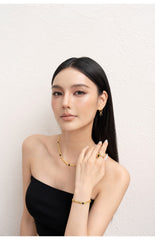 Gold Chunky Curb Chain Bracelet with Black Heart Detail