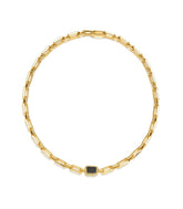 Gold Link Necklace with Black Rectangle Pendant