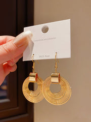 Gold Tone Drop Earrings with Layered Clear Acrylic Circles