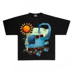 Graphic Tee with Elephant and Sunglasses