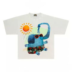 Graphic Tee with Elephant and Sunglasses
