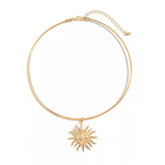 Happy Sun Pendant Wire Choker Necklace