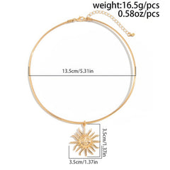 Happy Sun Pendant Wire Choker Necklace