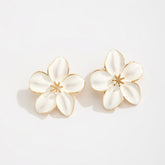 High Gloss Enamel Five Petal Flower Stud Earrings